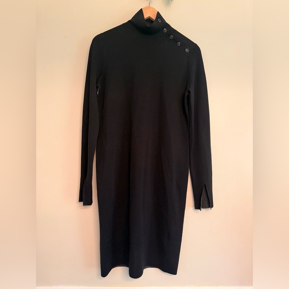 Proenza Schouler Elegant Black Turtleneck Merino wool‎ Dress Large